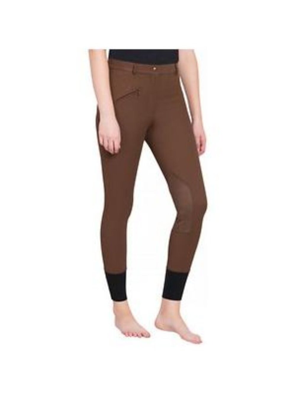 TuffRider  Women's Ribb Knee Patch Regular Breeches  Chocolate Brown Women 24